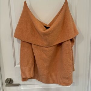 Light orange large mink pink off the shoulder sweater